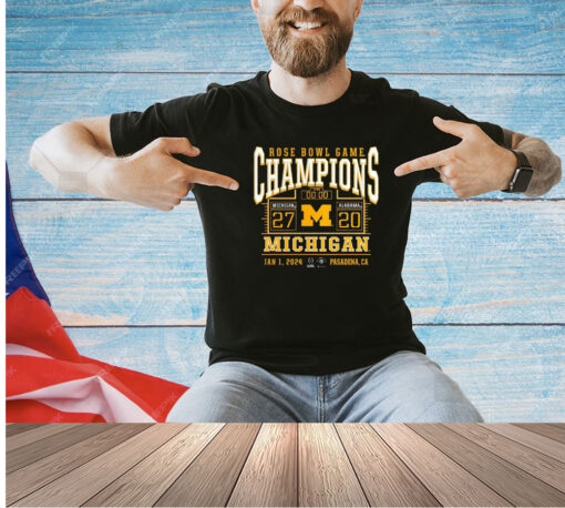 Michigan Wolverines Playoff 2024 Rose Bowl Champions Score T-shirt