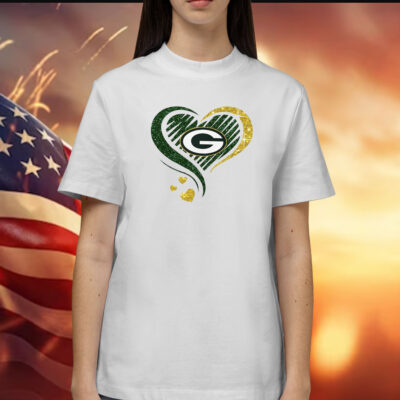 Rhinestone Packers Heart T-Shirt