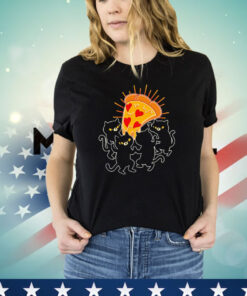 Black cats dancing around a slice of pizza T-shirt