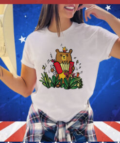 Making music a song bird and a bear with an accordion T-shirt