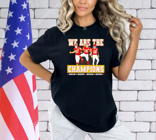 Patrick Mahomes Travis Kelce Isiah Pacheco Kansas City Chiefs we are the champions T-shirt