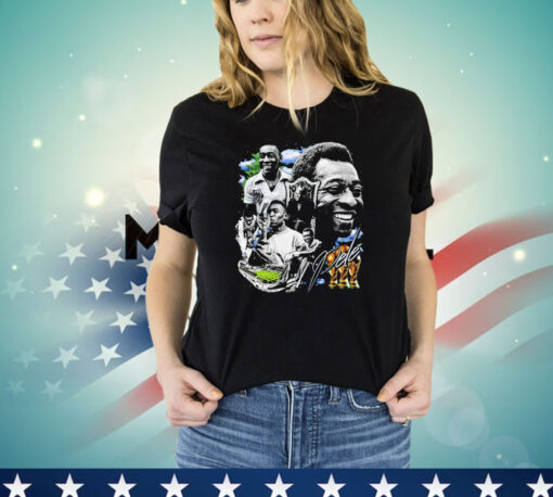 Pele Brazil football player graphic poster signature T-shirt