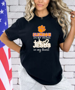 Top Clemson Tigers in my veins Jesus in my heart T-shirt