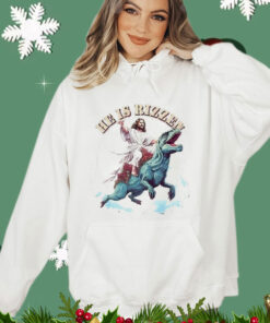 Jesus Riding a Dinosaur he is rizzen Shirt