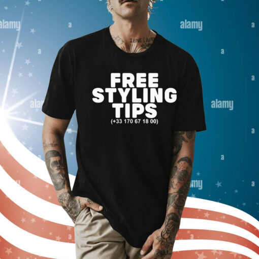 Joeyy wearing free styling tips Shirt