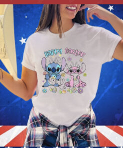 Stitch and Angel happy easter bunny 2024 shirt