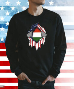 Hungarian American Flags Hands Ripping Flag on Chest Sweatshirt