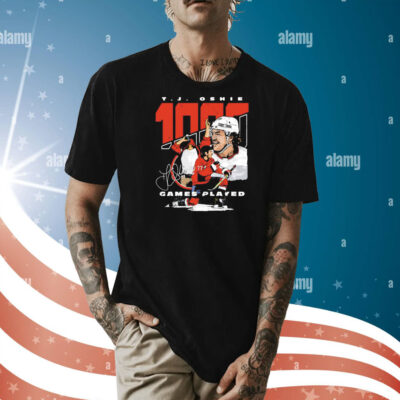 T J Oshie Washington 1000 Games Hockey Shirt