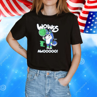 Minnesota Timberwolves Bluey Wolves Awooooo Tee Shirts