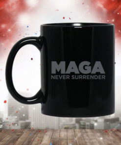 MAGA Never Surrender Black Mug