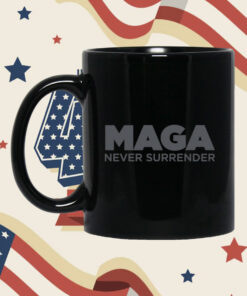 MAGA Never Surrender Black Mug
