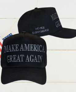 Trump Never Surrender Black MAGA Cap