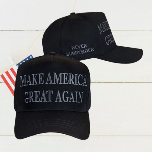 Trump Never Surrender Black MAGA Cap