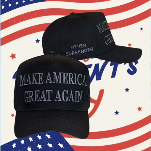 Trump Never Surrender Black MAGA Trucker Cap