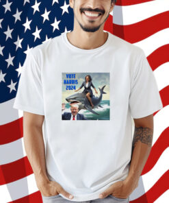 Vote Harris 2024 Donald Trump And Kamala Harris Riding A Shark Shirt