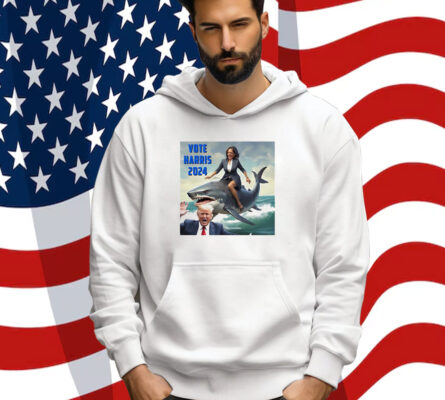 Vote Harris 2024 Donald Trump And Kamala Harris Riding A Shark Shirt