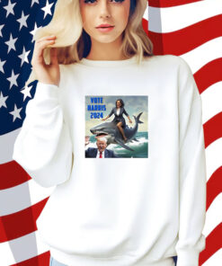 Vote Harris 2024 Donald Trump And Kamala Harris Riding A Shark Shirt