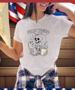 Skeleton Possum And Iced Coffee Stay Weird T-Shirt