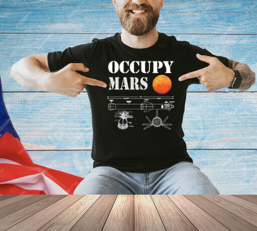 Elon Musk wearing Occupy Mars Starship Rocket Shirt