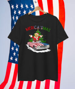 Funny Merry Christmas Trump Merica Xmas Pajamas Santa T-Shirt