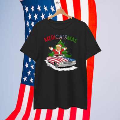 Funny Merry Christmas Trump Merica Xmas Pajamas Santa T-Shirt