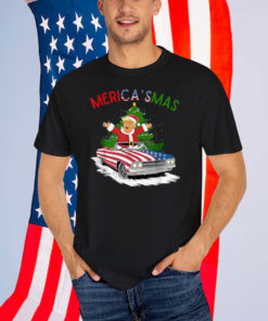 Funny Merry Christmas Trump Merica Xmas Pajamas Santa T-Shirt
