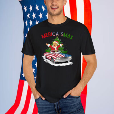 Funny Merry Christmas Trump Merica Xmas Pajamas Santa T-Shirt