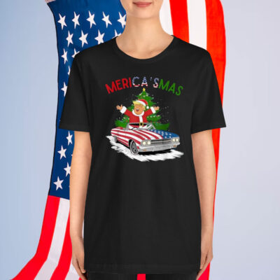 Funny Merry Christmas Trump Merica Xmas Pajamas Santa T-Shirt