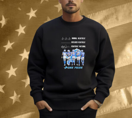 Detroit Lions One Pride Normal Heartbeat Deceased Heartbeat Heartbeat Watching Signatures Shirt