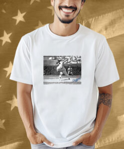 Fernando Valenzuela Los Angeles Dodgers Black & White Photo Shirt