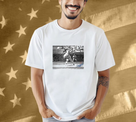 Fernando Valenzuela Los Angeles Dodgers Black & White Photo Shirt