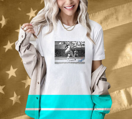 Fernando Valenzuela Los Angeles Dodgers Black & White Photo Shirt