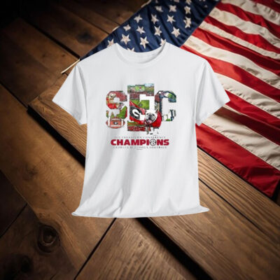 Georgia Bulldogs 2024 SEC Football Conference Champions Score Mascot Shirt