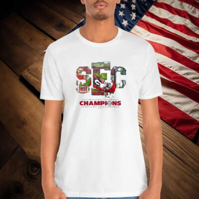 Georgia Bulldogs 2024 SEC Football Conference Champions Score Mascot Shirt