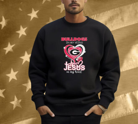 Georgia Bulldogs In My Veins Jesus In My Heart Diamond Shirt