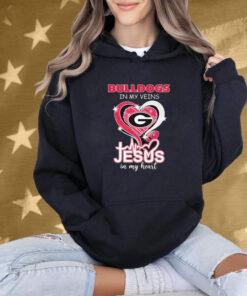 Georgia Bulldogs In My Veins Jesus In My Heart Diamond Shirt