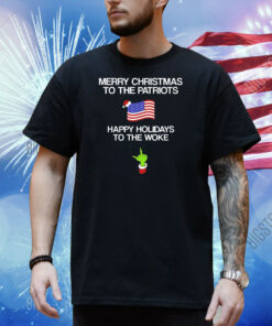 Grinch middle finger Merry Christmas to the patriots happy holidays to the woke Shirt