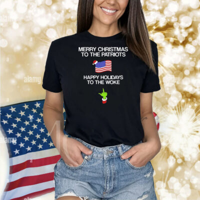 Grinch middle finger Merry Christmas to the patriots happy holidays to the woke Shirt