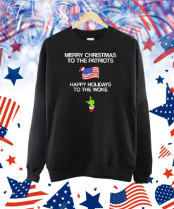 Grinch middle finger Merry Christmas to the patriots happy holidays to the woke Shirt