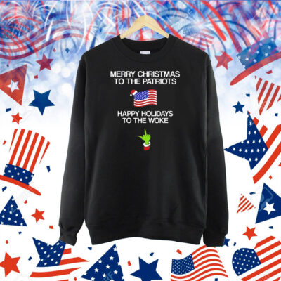 Grinch middle finger Merry Christmas to the patriots happy holidays to the woke Shirt
