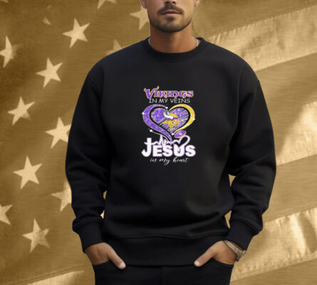 Minnesota Vikings In My Veins Jesus In My Heart Diamond Shirt