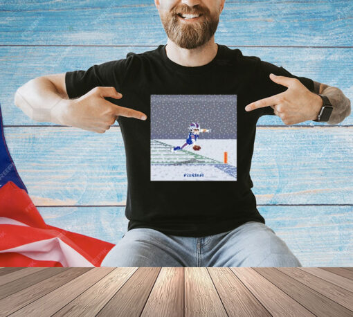 Official Josh Allen Flying Touchdown Snow Pixel Buffalo Bills NFL Shirt