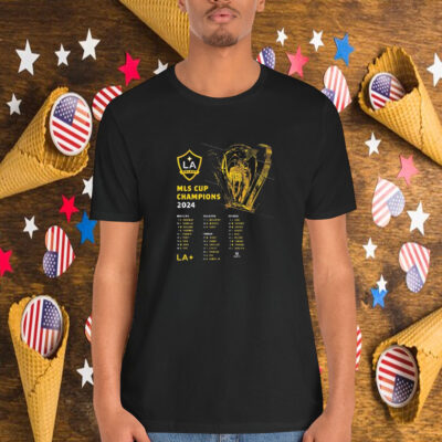 Official Los Angeles Galaxy 2024 MLS Cup Champions Roster MLSPA 500 Level Shirts