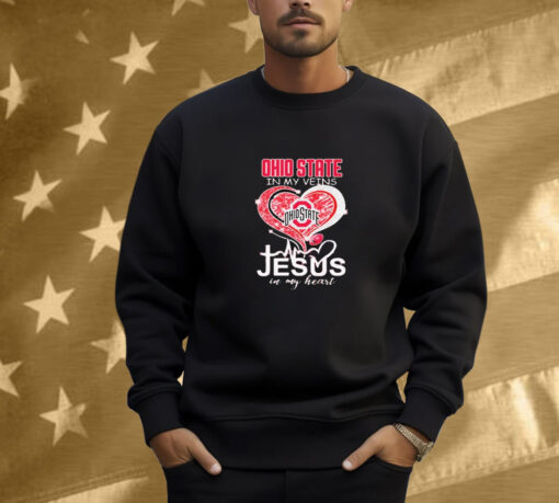 Ohio State Buckeyes In My Veins Jesus In My Heart Diamond Shirt