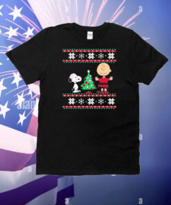 Peanuts Snoopy and Charlie Brown Christmas Tree T-Shirt