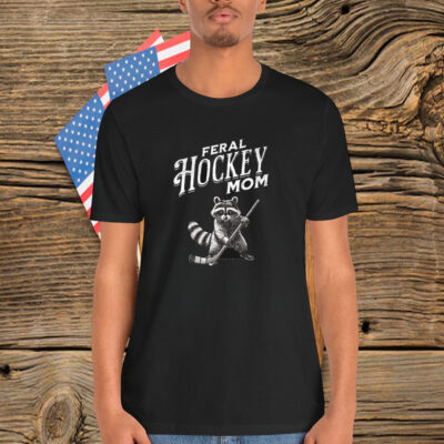 Raccoon Feral Hockey Mom Hockey Player Trash Panda T-Shirt