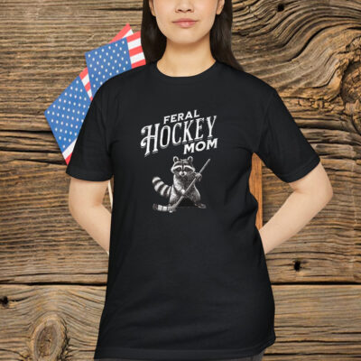 Raccoon Feral Hockey Mom Hockey Player Trash Panda T-Shirt