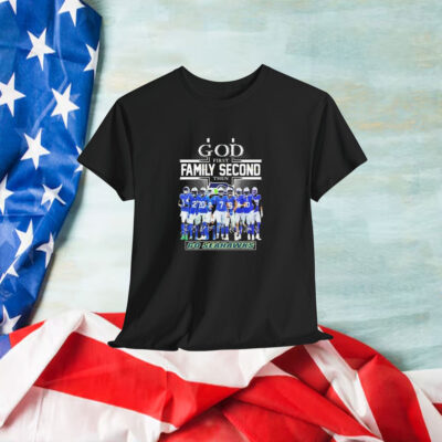 Seattle Seahawks God First Family Second Then Go Seahawks Signatures Shirt