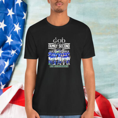 Seattle Seahawks God First Family Second Then Go Seahawks Signatures Shirt