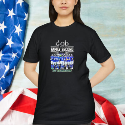 Seattle Seahawks God First Family Second Then Go Seahawks Signatures Shirt